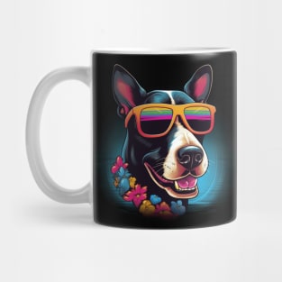 Retro Wave Bullterrier Dog Shirt Mug
